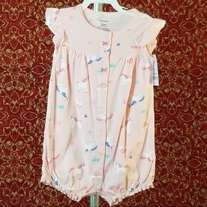 NEW CARTER'S Pink Unicorn onesie 12M 💥🕛